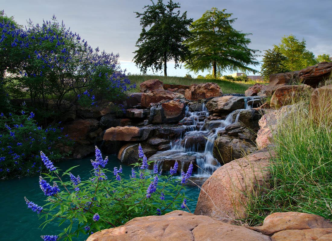 Frisco, TX - Pretty Park in Frisco, Texas With a Running Waterfall